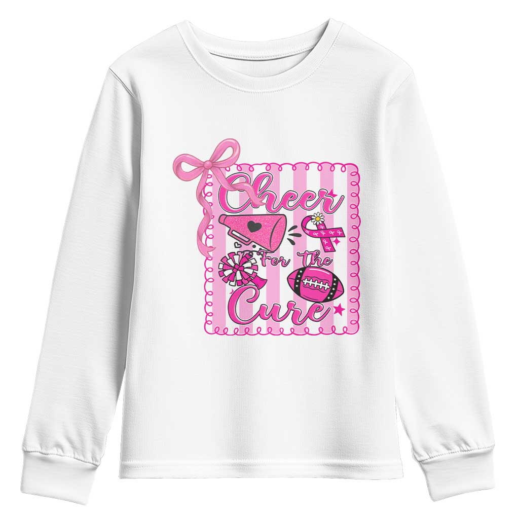 Cheer For The Cure Youth Sweatshirt Breast Cancer Awareness Football Gift - Wonder Print Shop