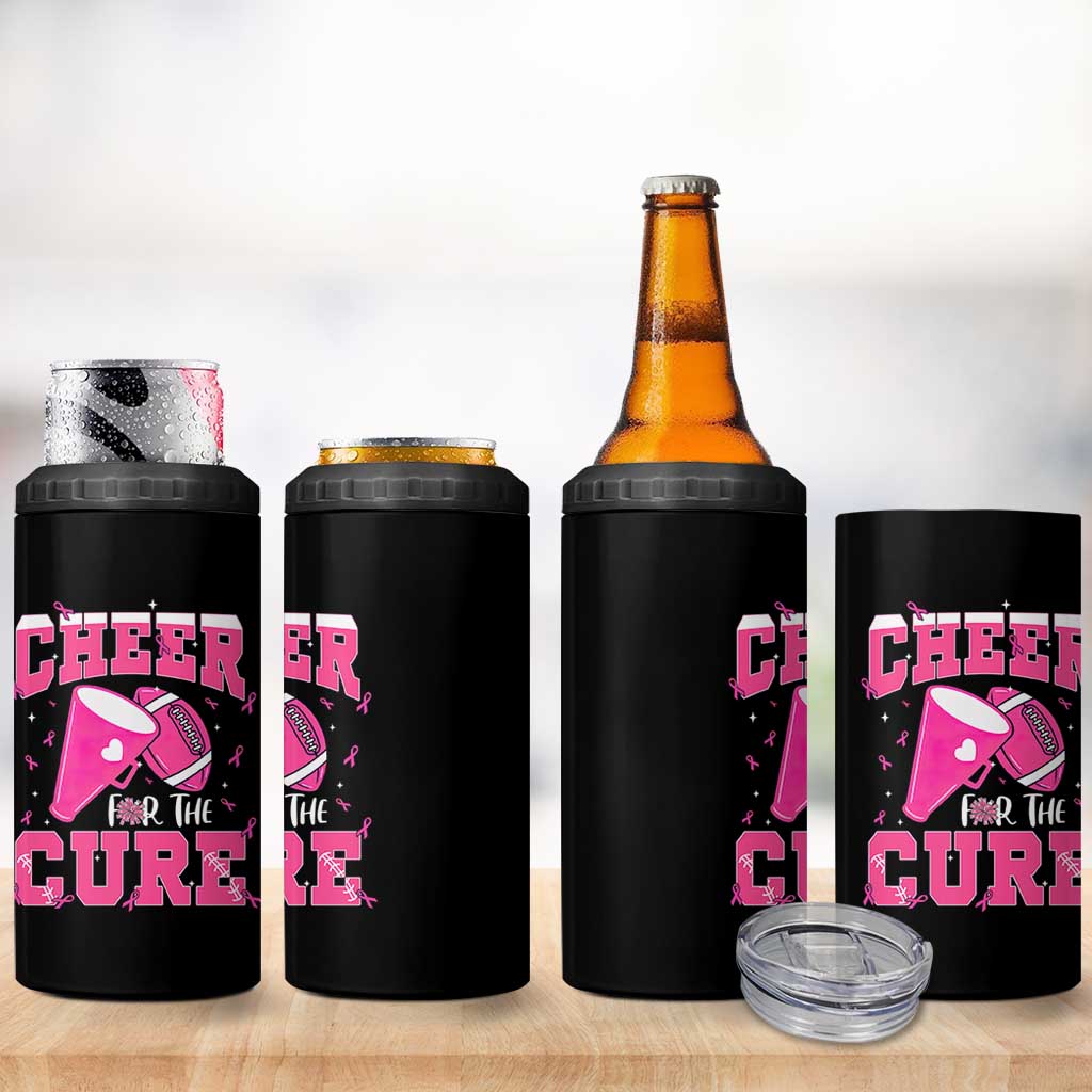 Breast Cancer Awareness 4 in 1 Can Cooler Tumbler Funny Cheer For The Cure Gift