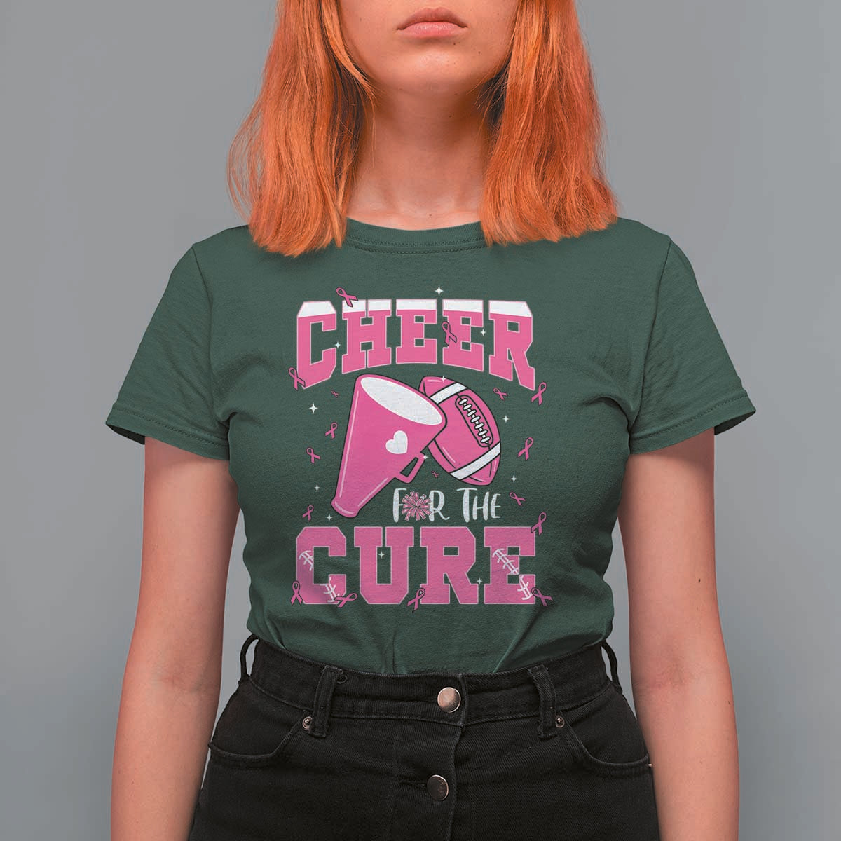 Breast Cancer Awareness T Shirt For Women Funny Cheer For The Cure Gift - Wonder Print Shop