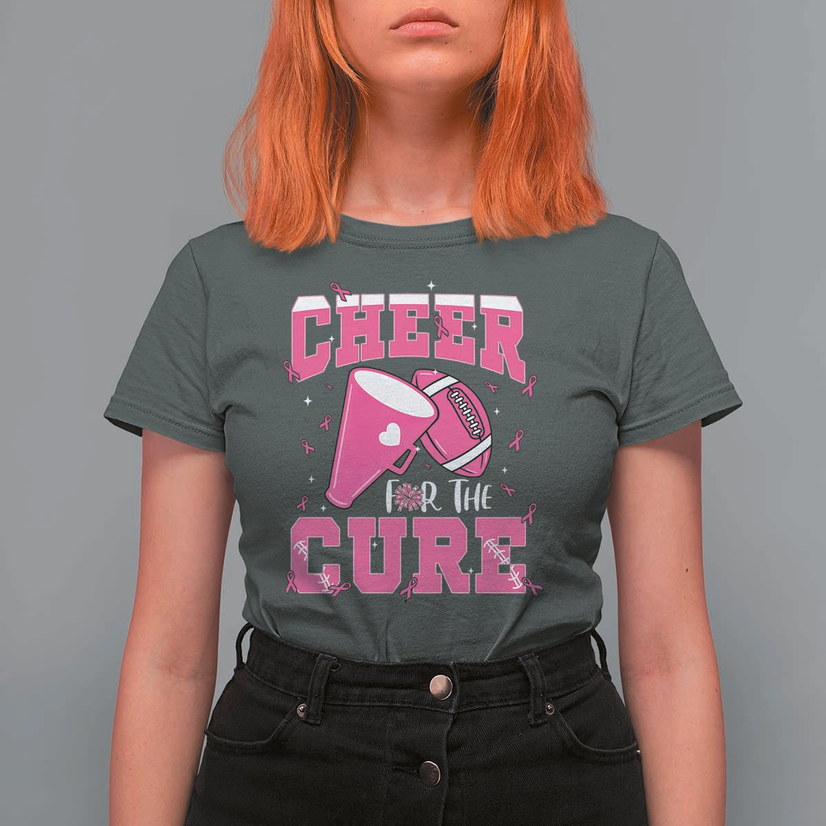 Breast Cancer Awareness T Shirt For Women Funny Cheer For The Cure Gift - Wonder Print Shop