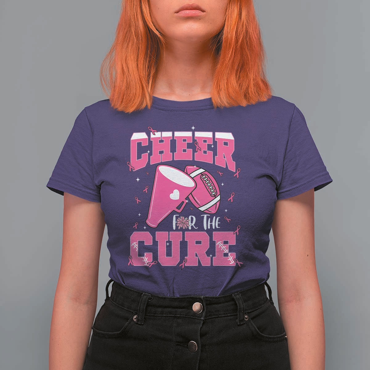 Breast Cancer Awareness T Shirt For Women Funny Cheer For The Cure Gift - Wonder Print Shop