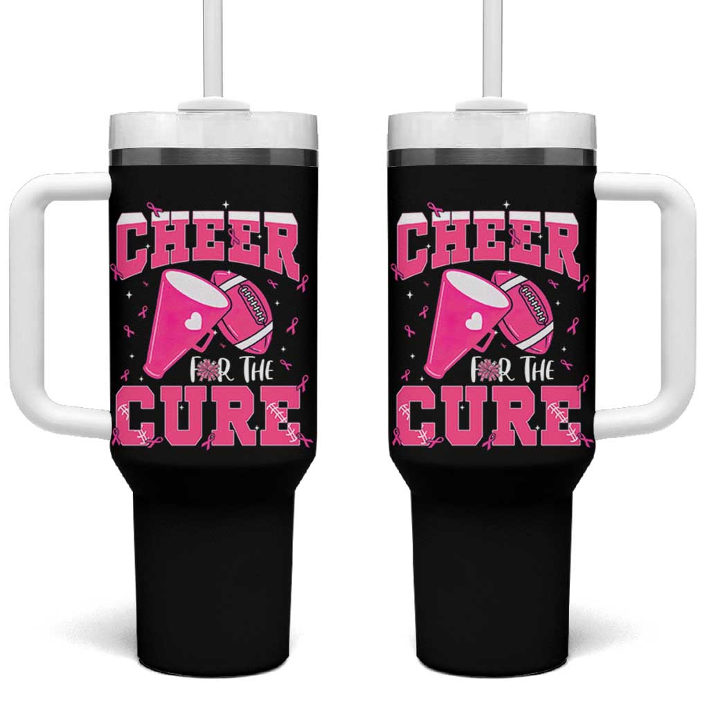 Breast Cancer Awareness Tumbler With Handle Funny Cheer For The Cure Gift