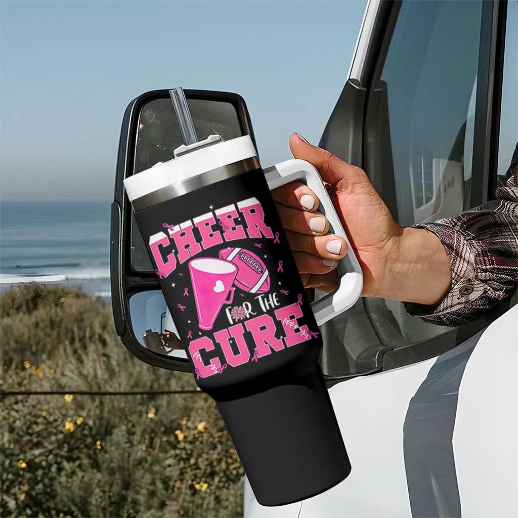 Breast Cancer Awareness Tumbler With Handle Funny Cheer For The Cure Gift