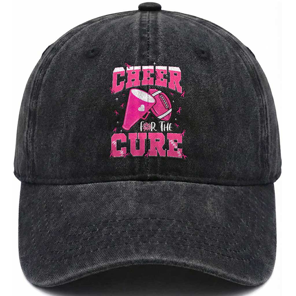 Breast Cancer Awareness Washed Cotton Baseball Cap Funny Cheer For The Cure Gift