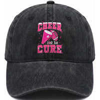 Breast Cancer Awareness Washed Cotton Baseball Cap Funny Cheer For The Cure Gift