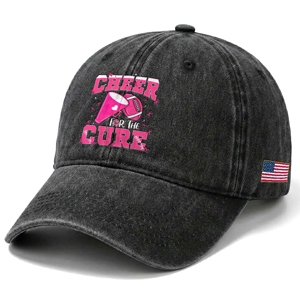 Breast Cancer Awareness Washed Cotton Baseball Cap Funny Cheer For The Cure Gift