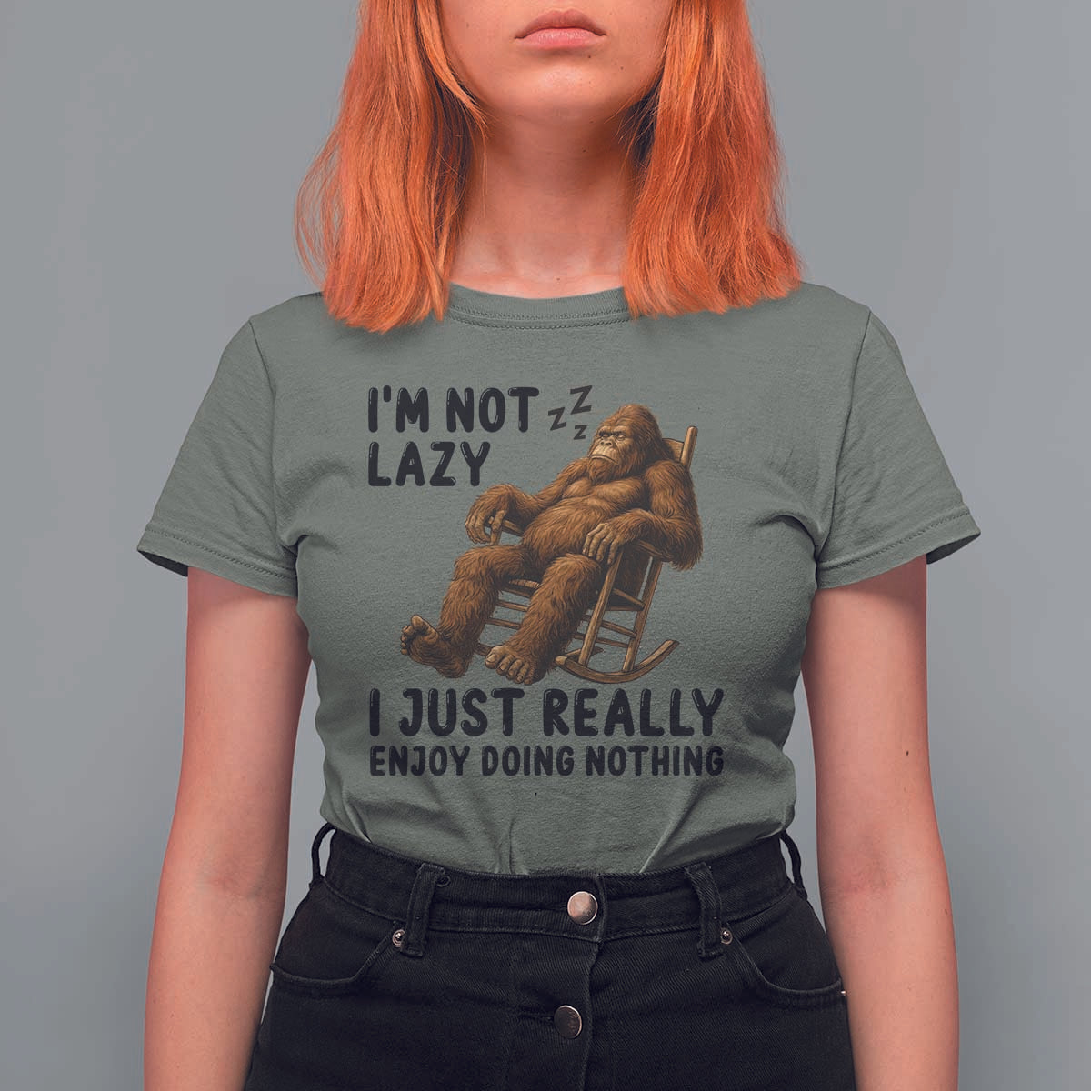 Funny Bigfoot T Shirt For Women I Am Not Lazy I Just Really Enjoy Doing Nothing - Wonder Print Shop