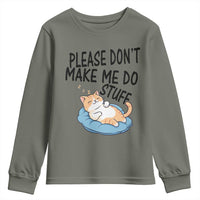 Funny Cat Lover Youth Sweatshirt Please Do Not Make Me Do Stuff - Wonder Print Shop