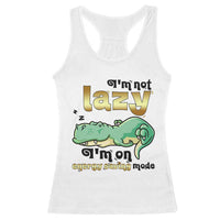 Funny Dinosaur Lover Racerback Tank Top I Am Not Lazy I Am On Energy Saving Mode - Wonder Print Shop