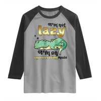 Funny Dinosaur Lover Raglan Shirt I Am Not Lazy I Am On Energy Saving Mode - Wonder Print Shop
