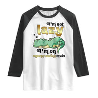 Funny Dinosaur Lover Raglan Shirt I Am Not Lazy I Am On Energy Saving Mode - Wonder Print Shop