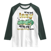 Funny Dinosaur Lover Raglan Shirt I Am Not Lazy I Am On Energy Saving Mode - Wonder Print Shop