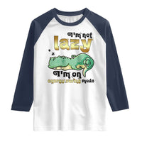 Funny Dinosaur Lover Raglan Shirt I Am Not Lazy I Am On Energy Saving Mode - Wonder Print Shop