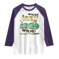 Funny Dinosaur Lover Raglan Shirt I Am Not Lazy I Am On Energy Saving Mode - Wonder Print Shop