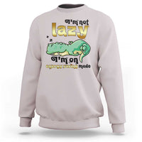 Funny Dinosaur Lover Sweatshirt I Am Not Lazy I Am On Energy Saving Mode - Wonder Print Shop