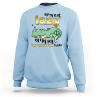 Funny Dinosaur Lover Sweatshirt I Am Not Lazy I Am On Energy Saving Mode - Wonder Print Shop