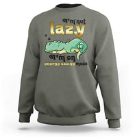 Funny Dinosaur Lover Sweatshirt I Am Not Lazy I Am On Energy Saving Mode - Wonder Print Shop