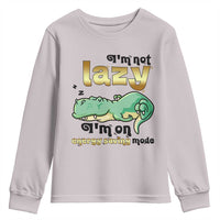 Funny Dinosaur Lover Youth Sweatshirt I Am Not Lazy I Am On Energy Saving Mode - Wonder Print Shop