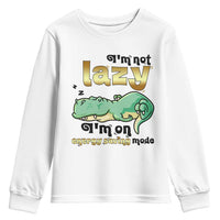 Funny Dinosaur Lover Youth Sweatshirt I Am Not Lazy I Am On Energy Saving Mode - Wonder Print Shop
