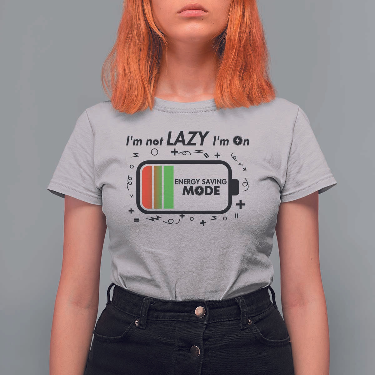 Funny Sarcastic Saying T Shirt For Women I Am On Energy Saving Mode - Wonder Print Shop