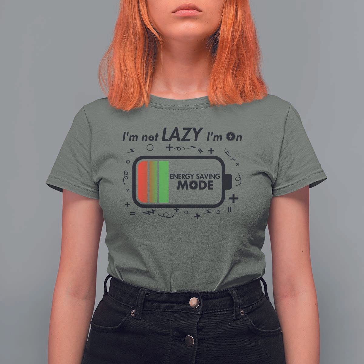 Funny Sarcastic Saying T Shirt For Women I Am On Energy Saving Mode - Wonder Print Shop
