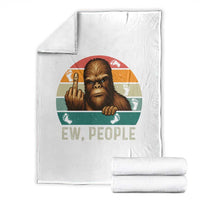 Bigfoot Lover Throw Blanket Funny Ew People Retro Sunset Design - Wonder Print Shop