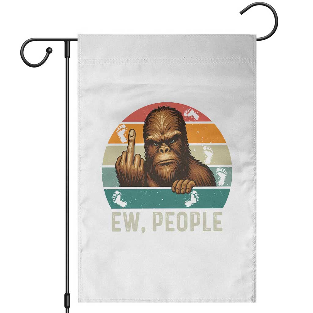 Bigfoot Lover Garden Flag Funny Ew People Retro Sunset Design - Wonder Print Shop