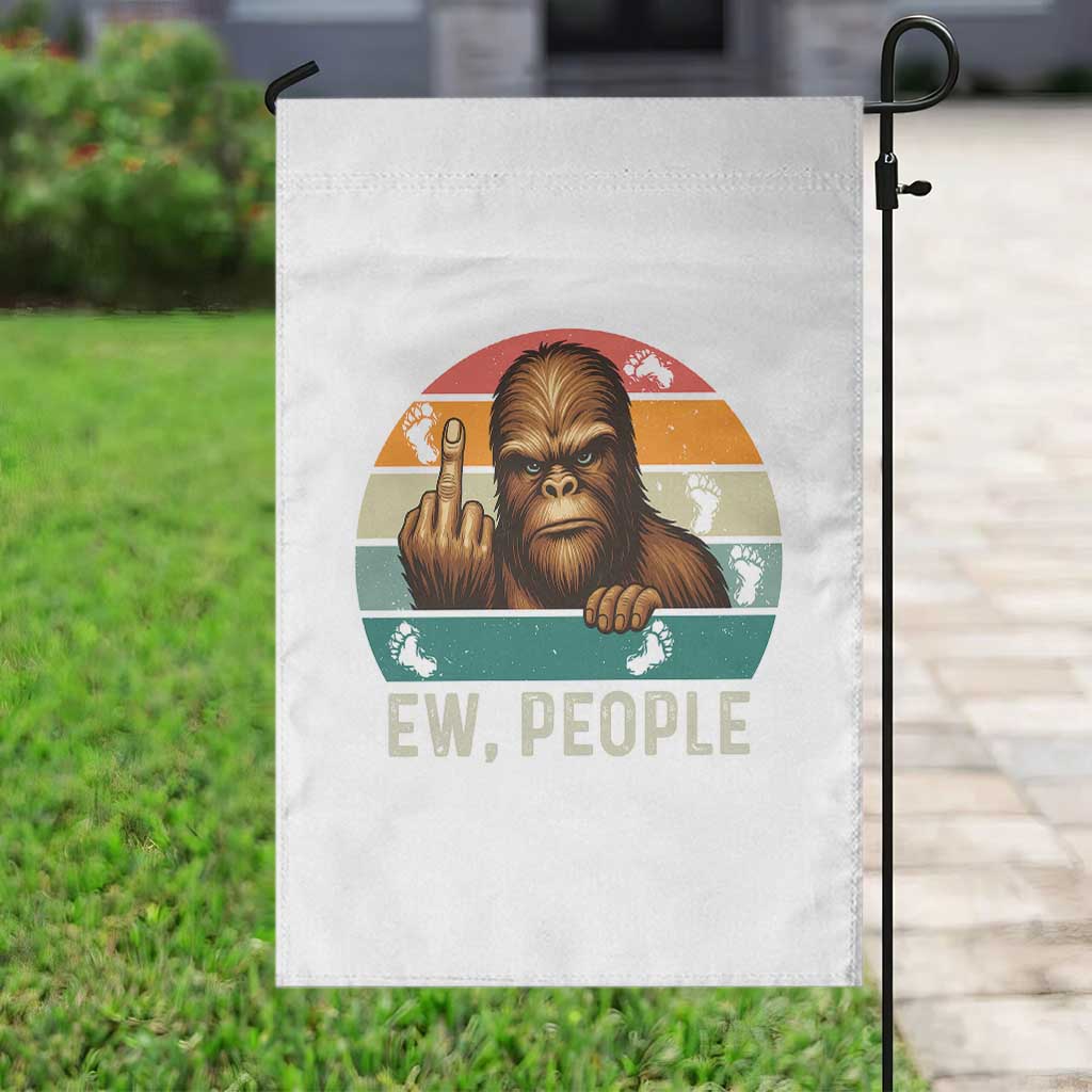 Bigfoot Lover Garden Flag Funny Ew People Retro Sunset Design - Wonder Print Shop