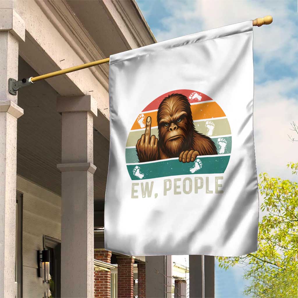 Bigfoot Lover Garden Flag Funny Ew People Retro Sunset Design - Wonder Print Shop