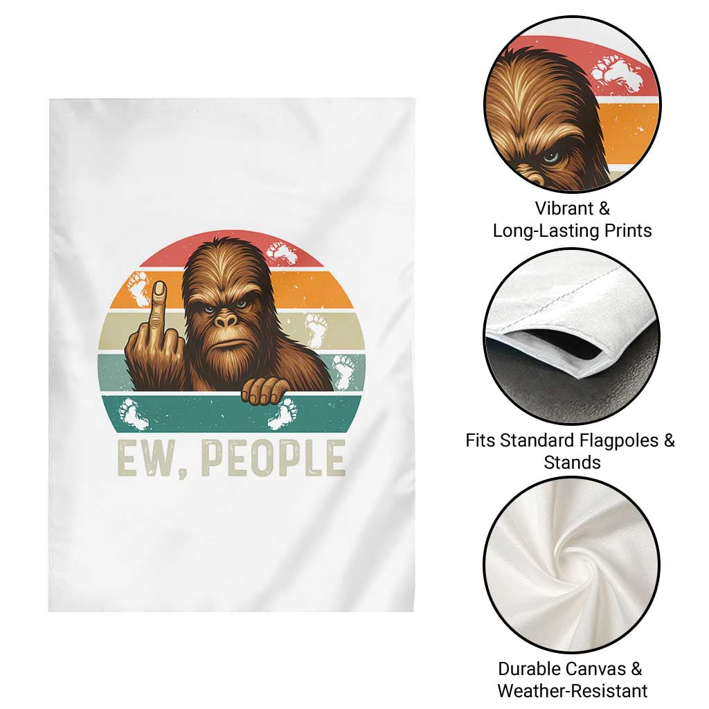 Bigfoot Lover Garden Flag Funny Ew People Retro Sunset Design - Wonder Print Shop