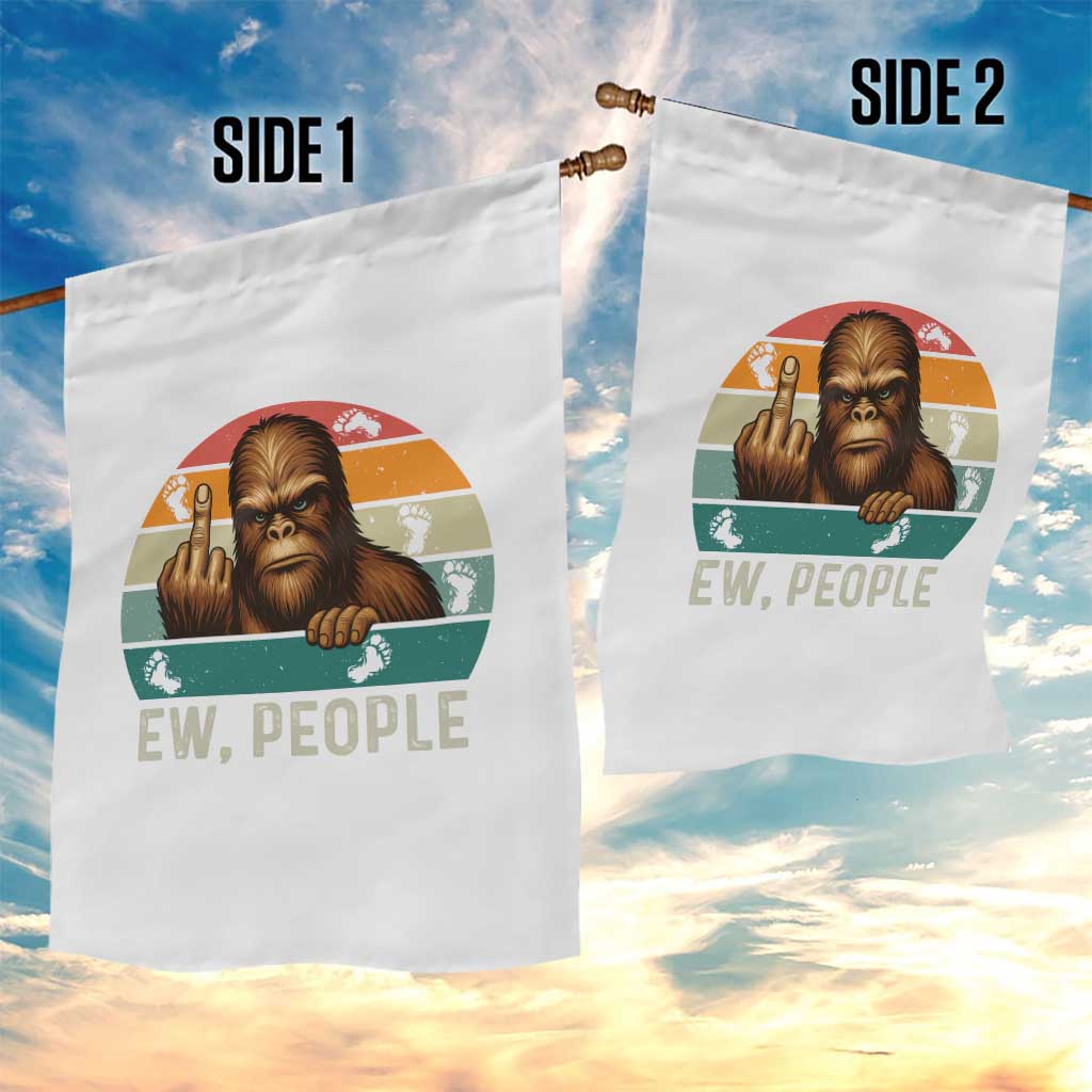 Bigfoot Lover Garden Flag Funny Ew People Retro Sunset Design - Wonder Print Shop