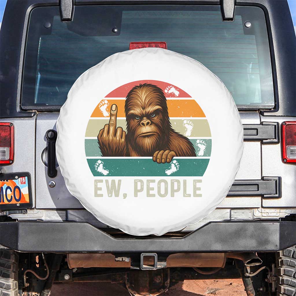 Bigfoot Lover Spare Tire Cover Funny Ew People Retro Sunset Design - Wonder Print Shop