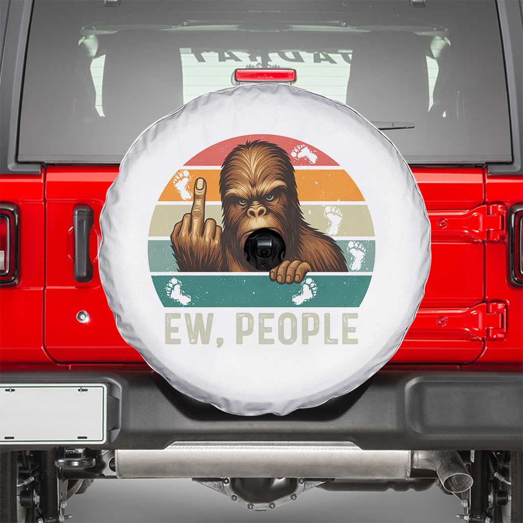 Bigfoot Lover Spare Tire Cover Funny Ew People Retro Sunset Design - Wonder Print Shop