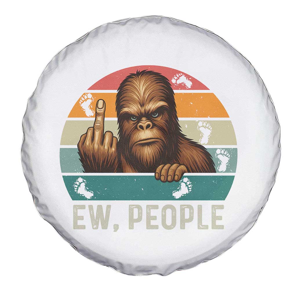 Bigfoot Lover Spare Tire Cover Funny Ew People Retro Sunset Design - Wonder Print Shop