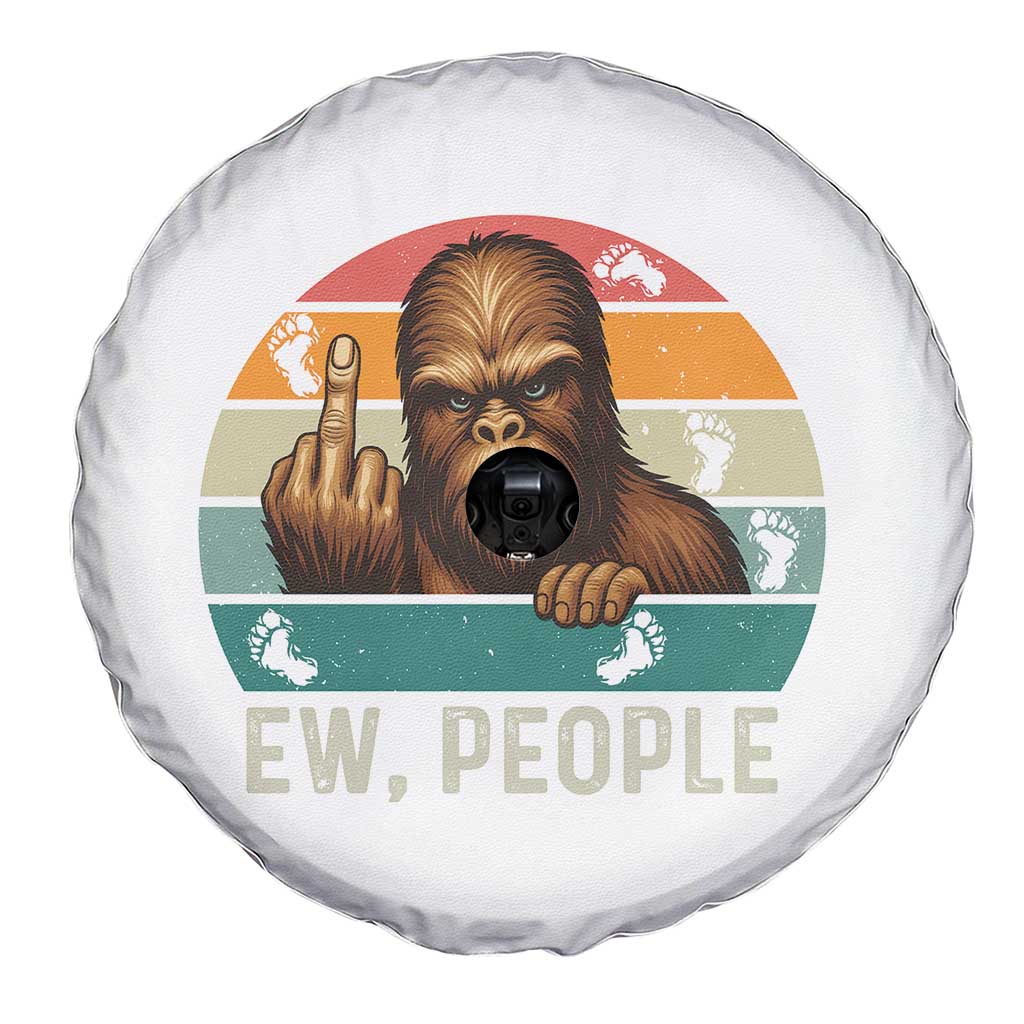 Bigfoot Lover Spare Tire Cover Funny Ew People Retro Sunset Design - Wonder Print Shop