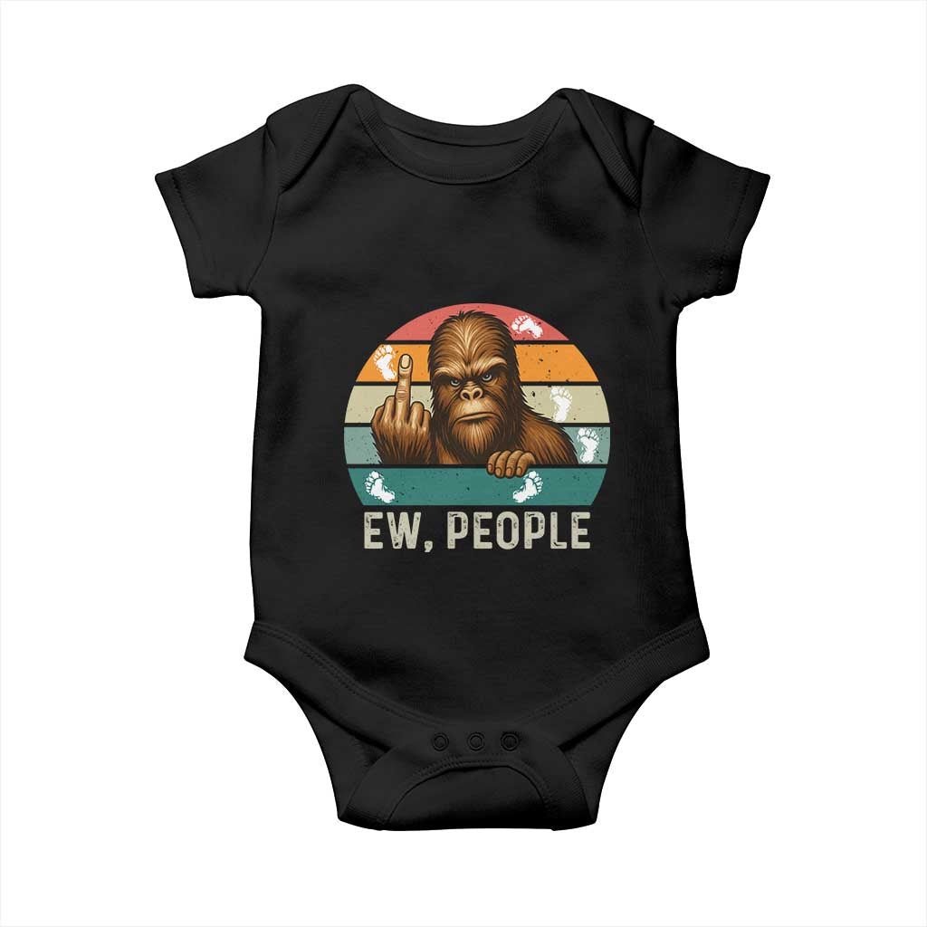 Bigfoot Lover Baby Onesie Funny Ew People Retro Sunset Design - Wonder Print Shop