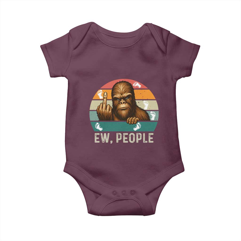 Bigfoot Lover Baby Onesie Funny Ew People Retro Sunset Design - Wonder Print Shop