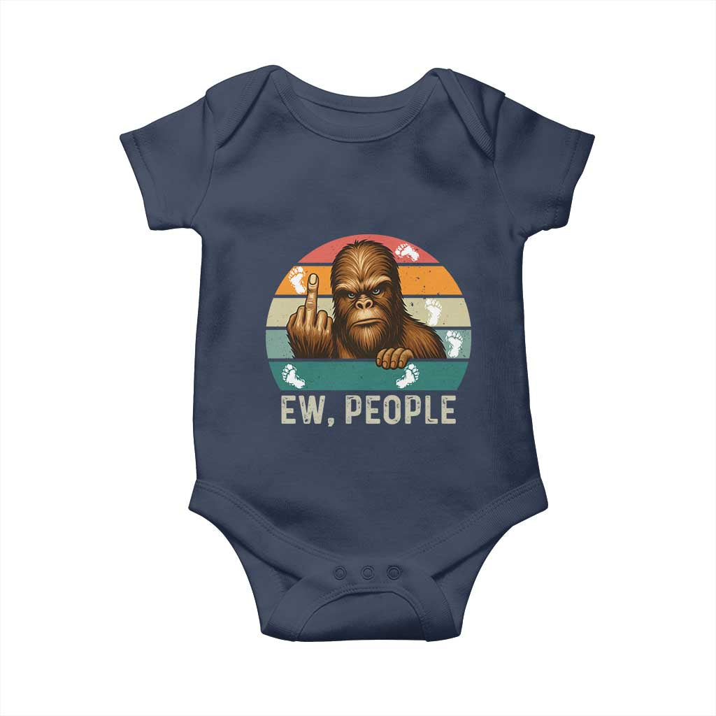 Bigfoot Lover Baby Onesie Funny Ew People Retro Sunset Design - Wonder Print Shop