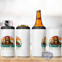Bigfoot Lover 4 in 1 Can Cooler Tumbler Funny Ew People Retro Sunset Design