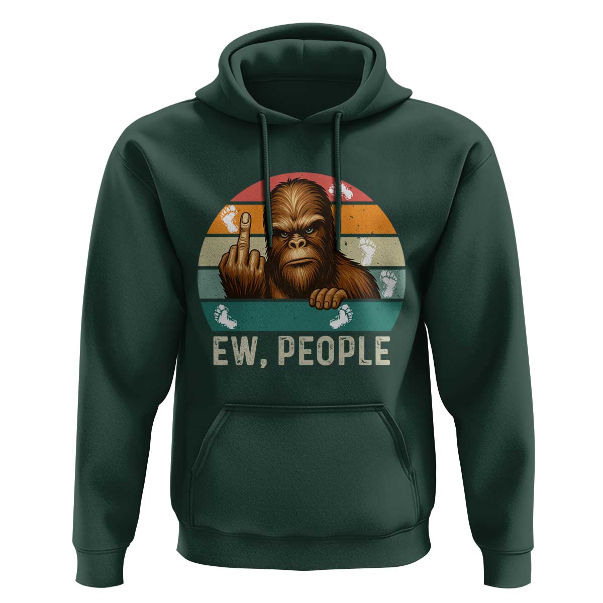 Bigfoot Lover Hoodie Funny Ew People Retro Sunset Design - Wonder Print Shop