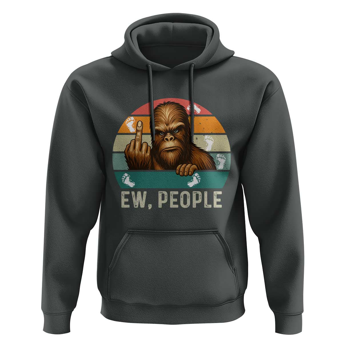 Bigfoot Lover Hoodie Funny Ew People Retro Sunset Design - Wonder Print Shop