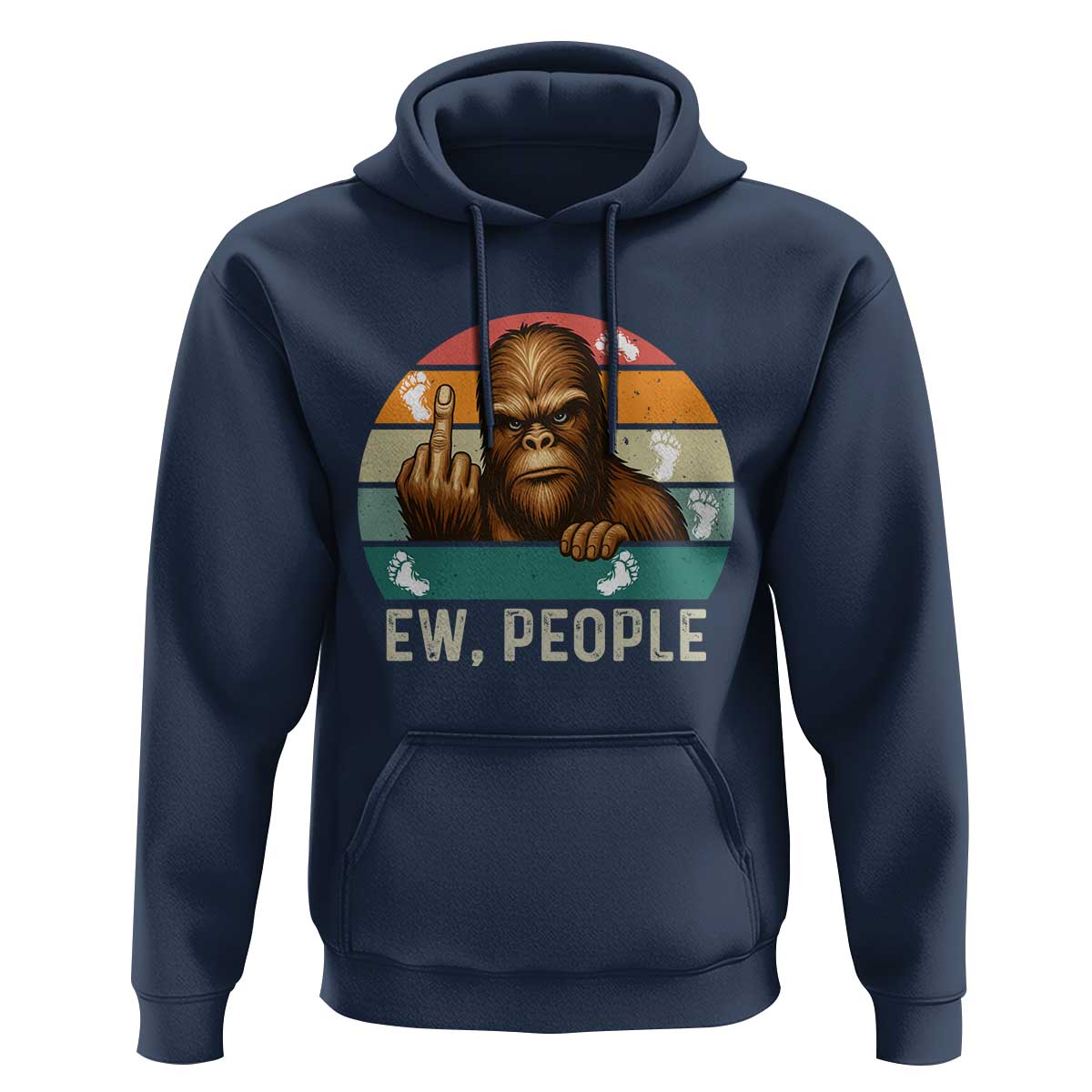 Bigfoot Lover Hoodie Funny Ew People Retro Sunset Design - Wonder Print Shop