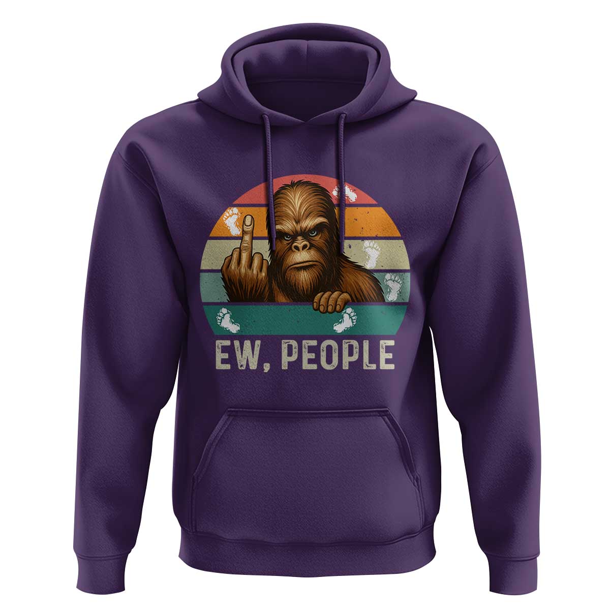 Bigfoot Lover Hoodie Funny Ew People Retro Sunset Design - Wonder Print Shop