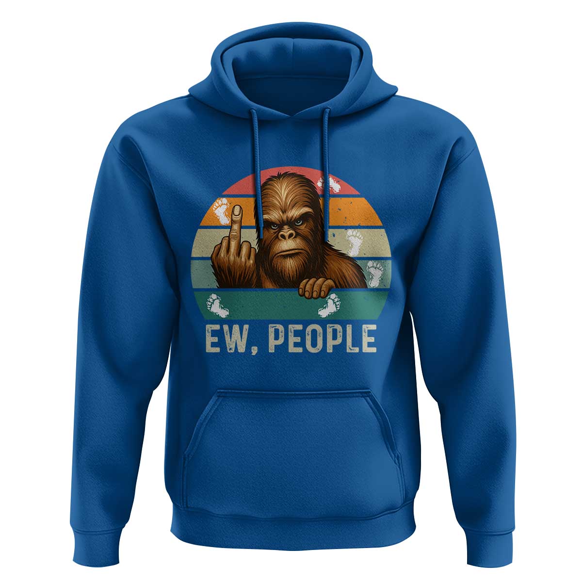 Bigfoot Lover Hoodie Funny Ew People Retro Sunset Design - Wonder Print Shop