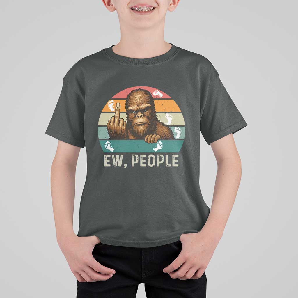 Bigfoot Lover T Shirt For Kid Funny Ew People Retro Sunset Design - Wonder Print Shop