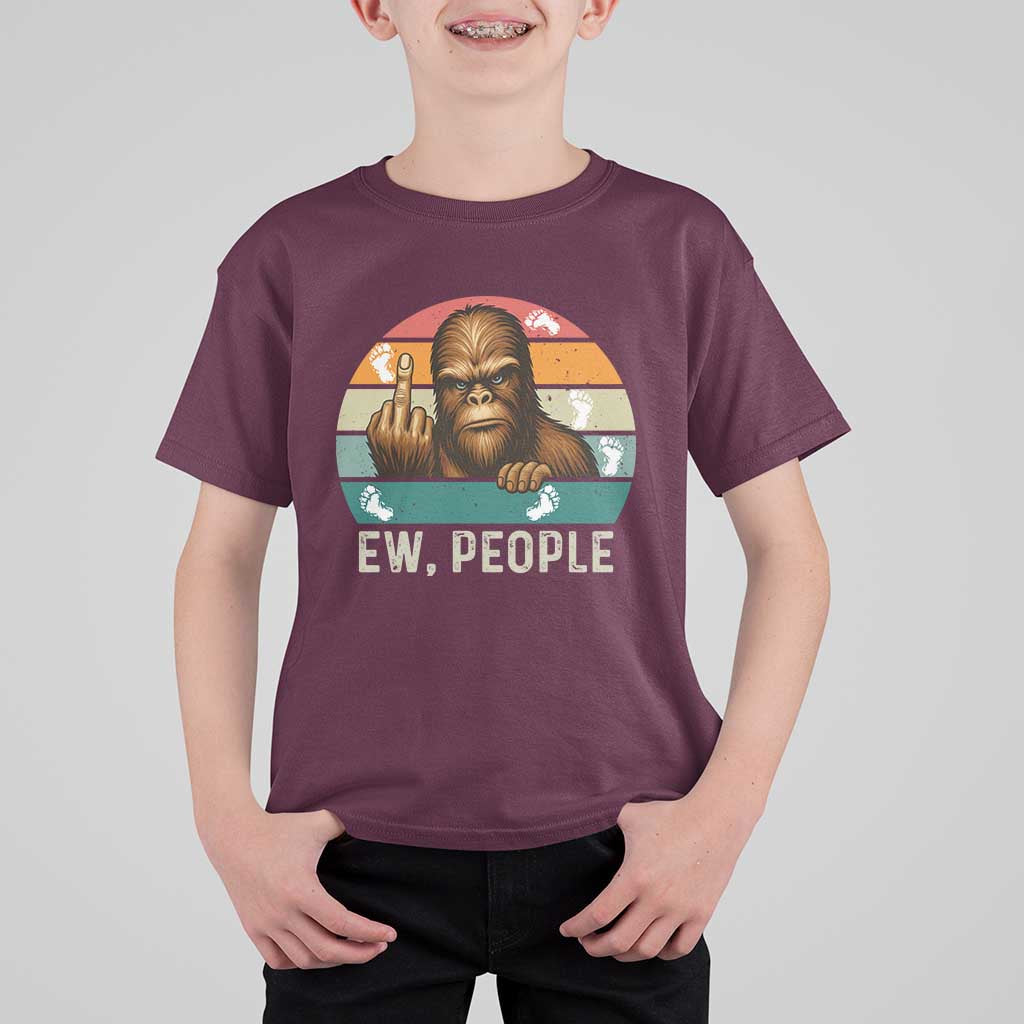 Bigfoot Lover T Shirt For Kid Funny Ew People Retro Sunset Design - Wonder Print Shop