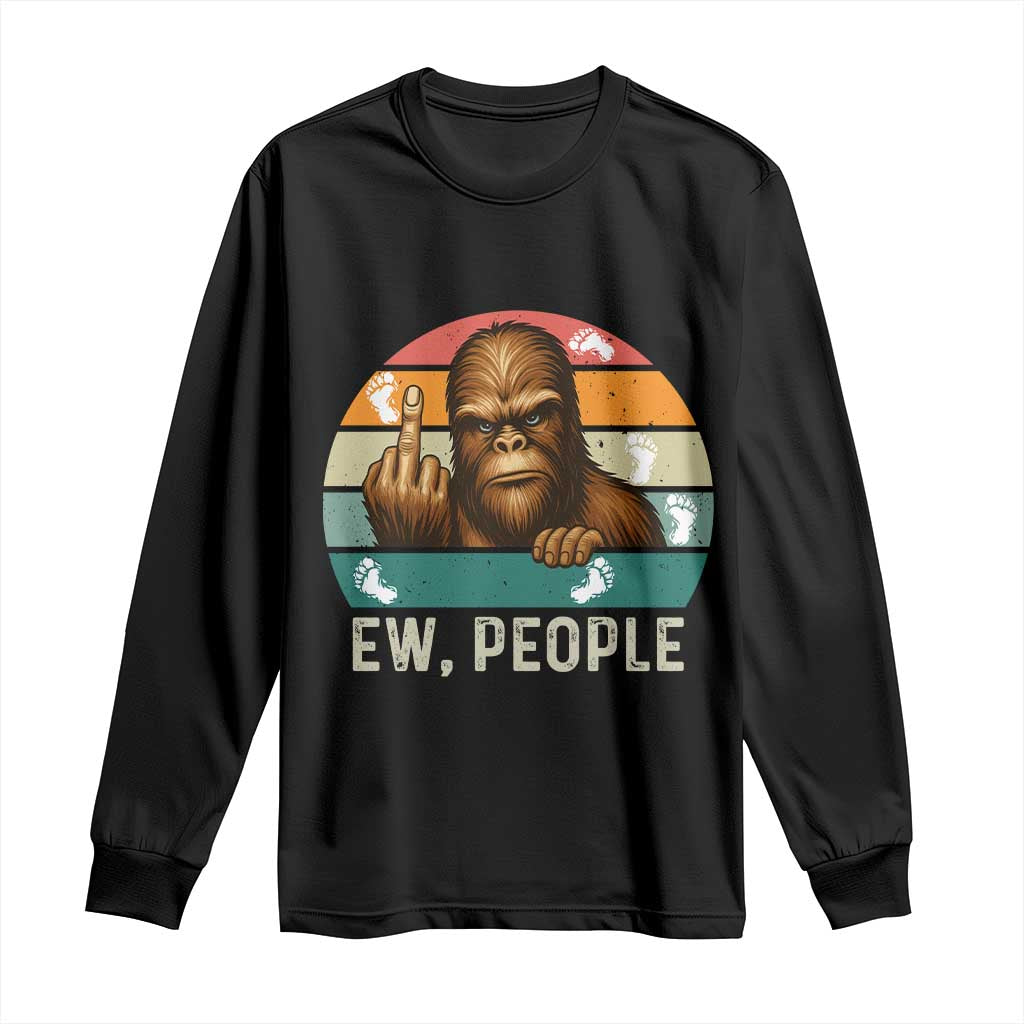 Bigfoot Lover Long Sleeve Shirt Funny Ew People Retro Sunset Design - Wonder Print Shop