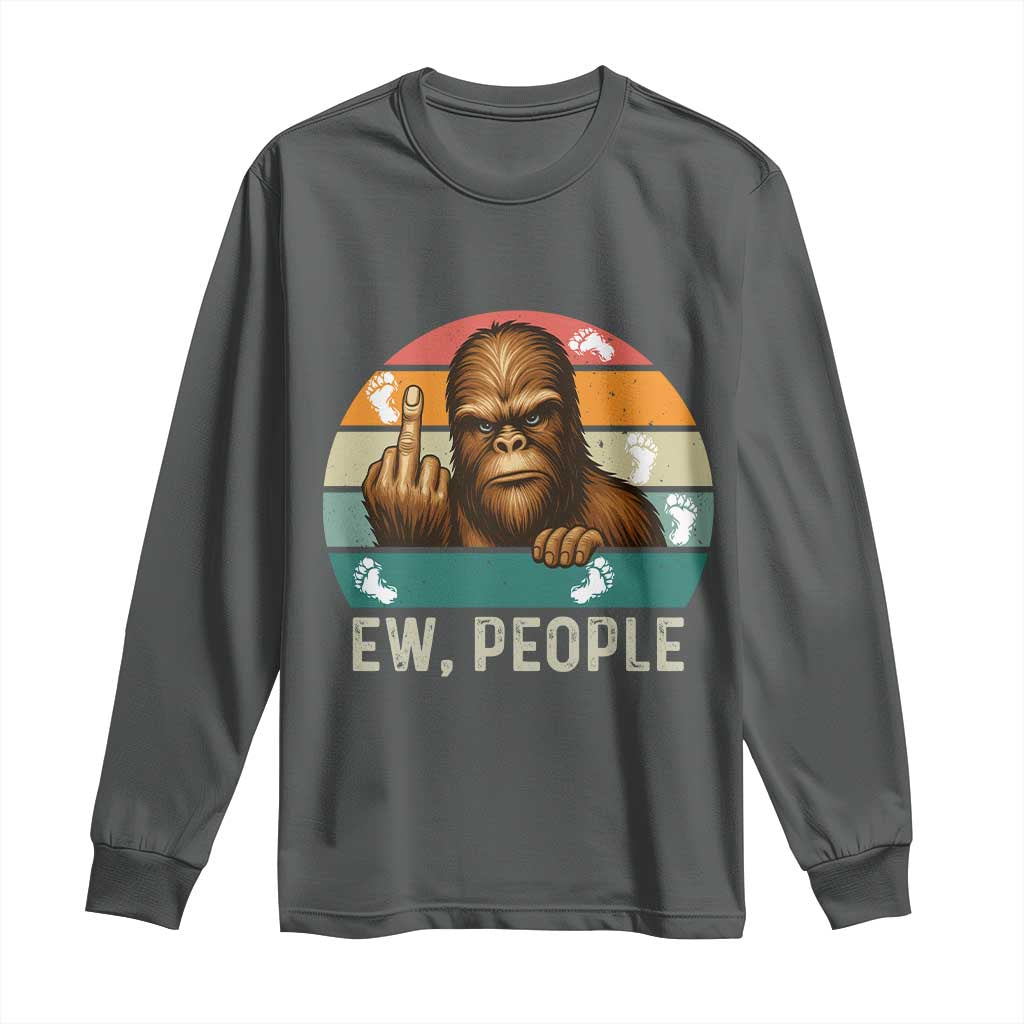 Bigfoot Lover Long Sleeve Shirt Funny Ew People Retro Sunset Design - Wonder Print Shop