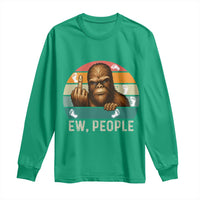 Bigfoot Lover Long Sleeve Shirt Funny Ew People Retro Sunset Design - Wonder Print Shop