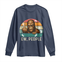 Bigfoot Lover Long Sleeve Shirt Funny Ew People Retro Sunset Design - Wonder Print Shop